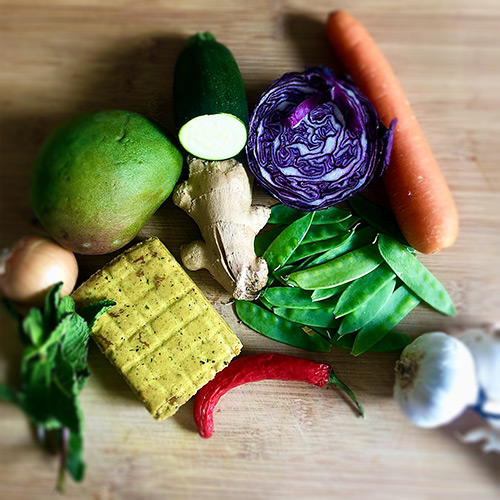 Gelbe Linsen Curry Bowl Zutaten