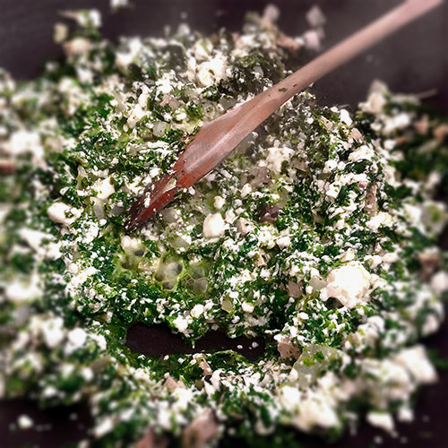 Spinatlasagne anbraten