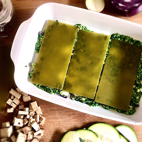 Spinatlasagne erste Lage
