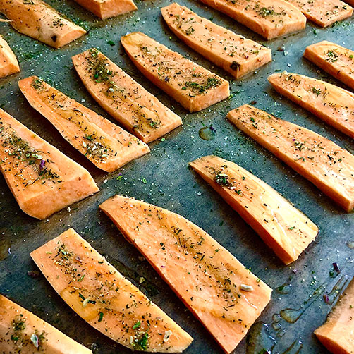 Rezept Wildlachs Bowl - S&uuml;&szlig;kartoffeln