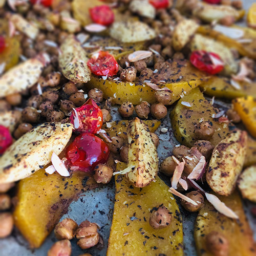 Rezept oriental Butternut - Gemüse auf Blech
