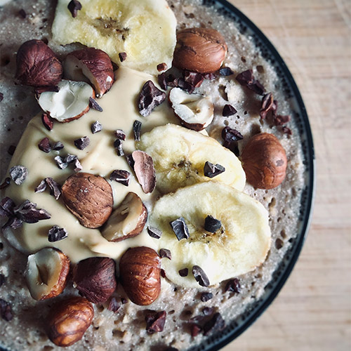 Rezept Haselnut Banana Cakebowl