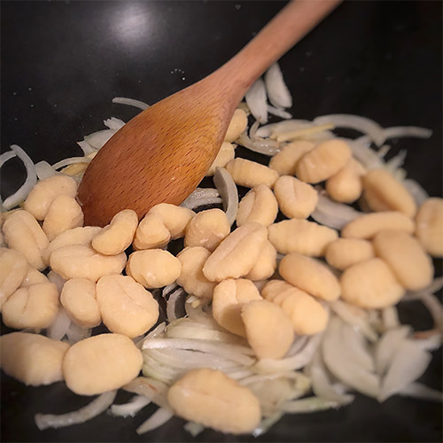 Rezept K&uuml;rbis Gnocchi Wok