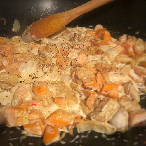 Rezept K&uuml;rbis Gnocchi im Wok