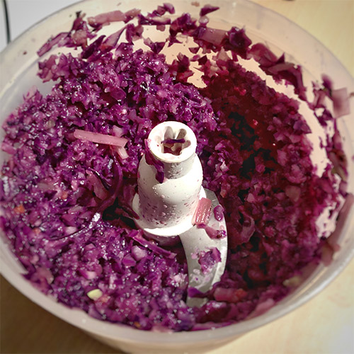 Rotkohl Lasagne - Rotkohl zerkleinert